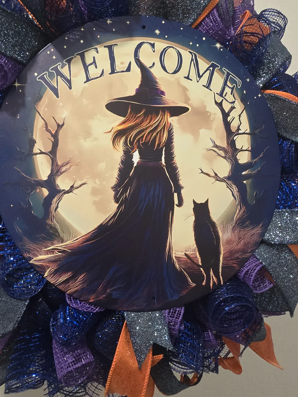 W142 – Halloween Witch Welcome WreathSpooky and fun Halloween wreath